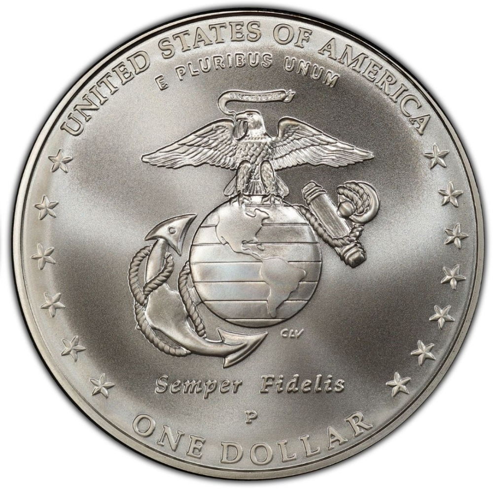 Silver 1 dollar Marines Corp Coin